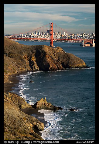 Bonita Cove, Golden Gate Bridge, and city. San Francisco, California, USA (color)