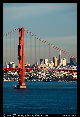 Golden Gate Bridge and city skyline. San Francisco, California, USA (color)