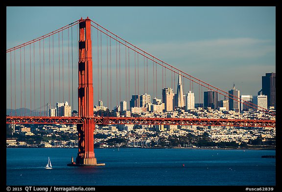 Golden Gate Bridge and San Francisco skyline. San Francisco, California, USA (color)