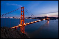 Golden Gate Bridge and San Francisco at dusk. San Francisco, California, USA ( color)
