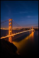 Golden Gate Bridge and city at night. San Francisco, California, USA ( color)