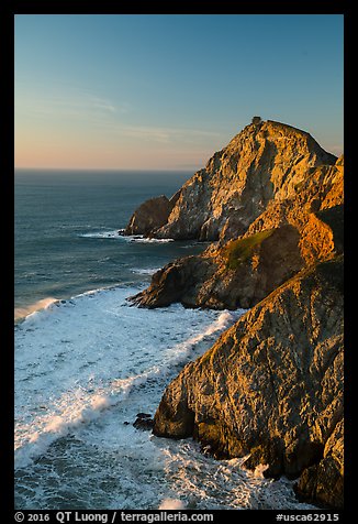 Surf and Coastline, Devils slide, late afternoon. San Mateo County, California, USA (color)