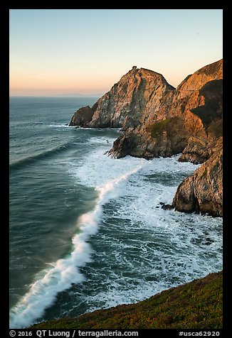 Surf, Devils slide, sunset. San Mateo County, California, USA (color)