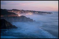 Coastline and Montara, dusk. San Mateo County, California, USA ( color)