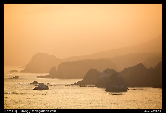 Coastline at sunset, Jenner. Sonoma Coast, California, USA (color)