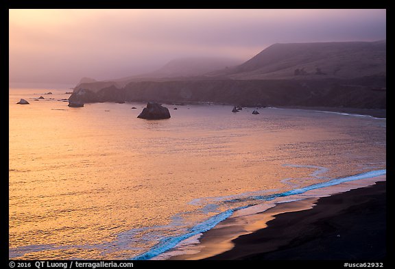 Goat Rock State Beach, sunset. Sonoma Coast, California, USA (color)