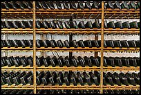 Bottles on rack, Korbel Champagne Cellars, Guerneville. California, USA ( color)