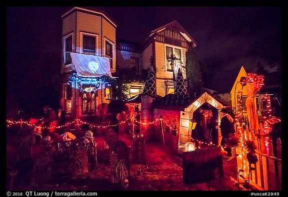 House decorated for Halloween. Petaluma, California, USA (color)