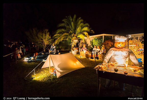 Yard decorated for Halloween. Petaluma, California, USA (color)