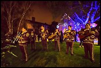 Mariachi musicians in front of decorated house. Petaluma, California, USA ( color)