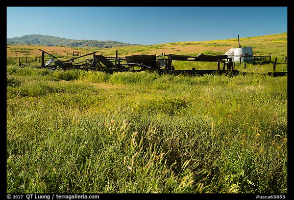 Abandonned agricultural machinery, Traver Ranch. Carrizo Plain National Monument, California, USA (color)