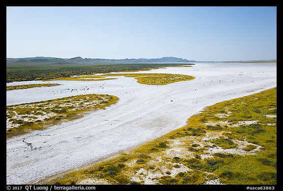 Aerial view of Soda Lake. Carrizo Plain National Monument, California, USA (color)