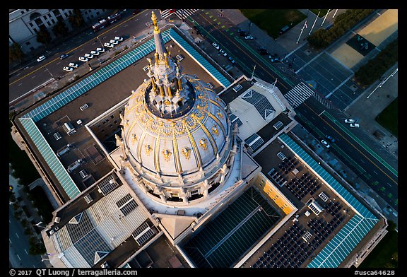 Aerial view of City Hall roof. San Francisco, California, USA (color)