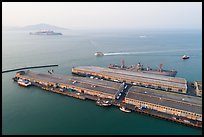 Aerial view of Pier 45 with SS Jeremiah OBrien. San Francisco, California, USA ( color)