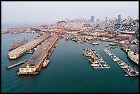 Aerial view of Pier 45 and Hyde Street Pier with skyline. San Francisco, California, USA ( color)