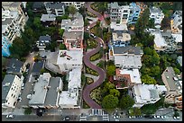 Aerial view of Lombard Street looking down. San Francisco, California, USA ( color)