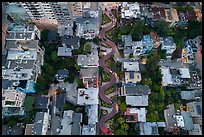 Aerial view of Lombard Street twists looking down. San Francisco, California, USA ( color)