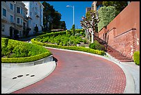 Lombard Street curving roadway. San Francisco, California, USA ( color)