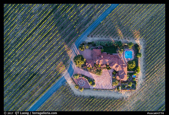 Aerial view of winery looking straight down. Livermore, California, USA (color)