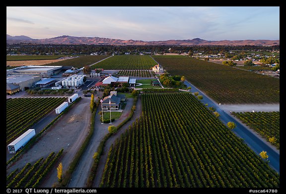Aerial view of Concannon winery complex. Livermore, California, USA (color)