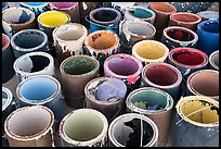 Pots of paint used on Salvation Mountain. Nyland, California, USA ( color)