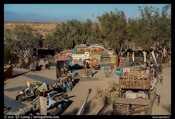 East Jesus art installation from above, Slab City. Nyland, California, USA (color)