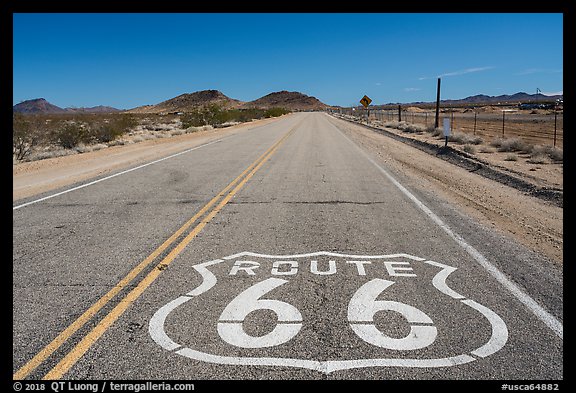National Trails Highway route 66 marker. California, USA (color)