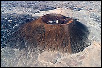 Aerial view of Amboy Crater and lava field. Mojave Trails National Monument, California, USA ( color)