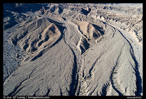 Aerial view of dry wash, Afton Canyon. Mojave Trails National Monument, California, USA (color)