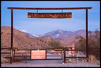 Entrance gate at dawn, Mission Creek Preserve. Sand to Snow National Monument, California, USA ( color)