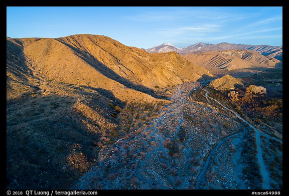 Aerial view of valley, Mission Creek Preserve. Sand to Snow National Monument, California, USA (color)