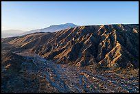 Aerial view of valley with San Jacinto Peak in the distance, Mission Creek Preserve. Sand to Snow National Monument, California, USA ( color)