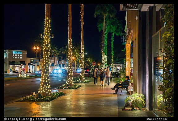 Sidewalk at night, Palm Desert. California, USA (color)