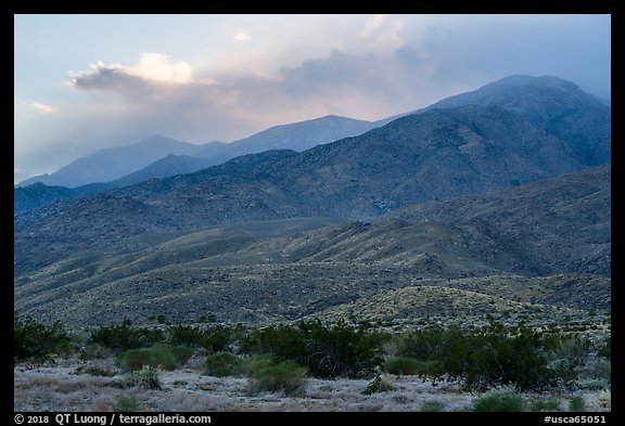 San Jacinto Mountains at sunset from Indian Canyons. Santa Rosa and San Jacinto Mountains National Monument, California, USA (color)