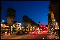Palm Canyon Drive, main street of Palm Springs at night. California, USA ( color)