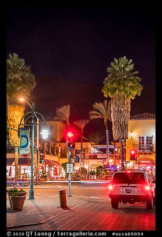 Palm Canyon Drive at night, Palm Springs. California, USA (color)
