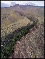Aerial view of canyon with palm trees at the base of San Jacinto Mountains. Santa Rosa and San Jacinto Mountains National Monument, California, USA ( color)