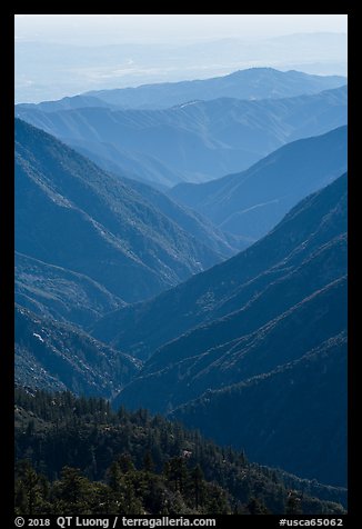 Valley ridges, looking west from crest. San Gabriel Mountains National Monument, California, USA (color)
