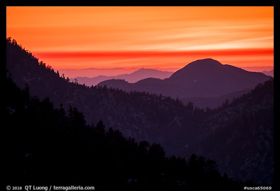 Ridges at sunset. San Gabriel Mountains National Monument, California, USA (color)