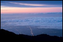 Low clouds above Los Angeles at sunrise from Mount Wilson. Los Angeles, California, USA ( color)