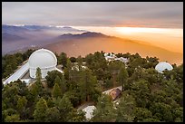 Aerial view of Mount Wilson observatory at sunrise. San Gabriel Mountains National Monument, California, USA ( color)