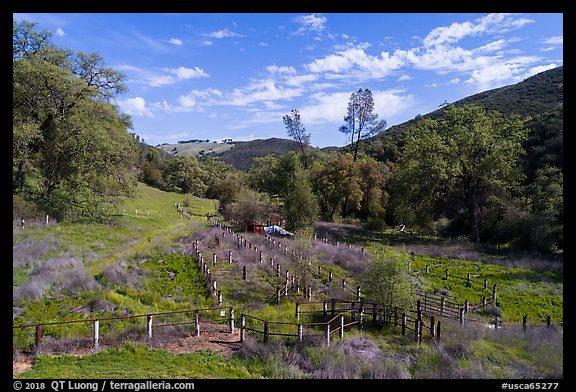 Aerial view of wildlife fence, Knoxville Wildlife Area. Berryessa Snow Mountain National Monument, California, USA (color)