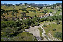 Aerial view of bluffs and hills, Cache Creek Wilderness. Berryessa Snow Mountain National Monument, California, USA ( color)