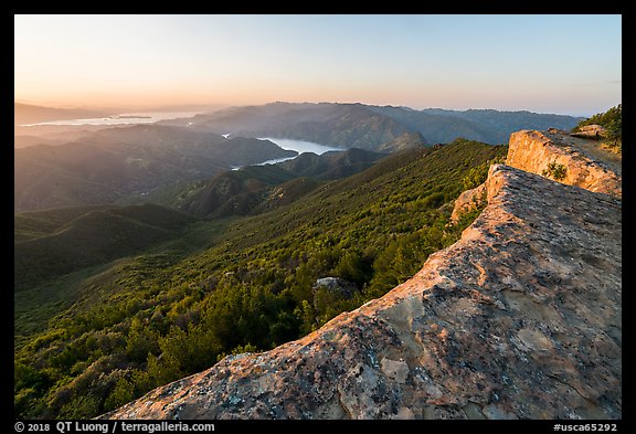 Annies Rock on the Blue Ridge with distant Lake Berryessa. Berryessa Snow Mountain National Monument, California, USA (color)