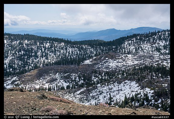 Slopes with snow from Snow Mountain summit. Berryessa Snow Mountain National Monument, California, USA (color)