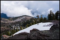 Snow patch and storm cloud near Snow Mountain summit. Berryessa Snow Mountain National Monument, California, USA ( color)