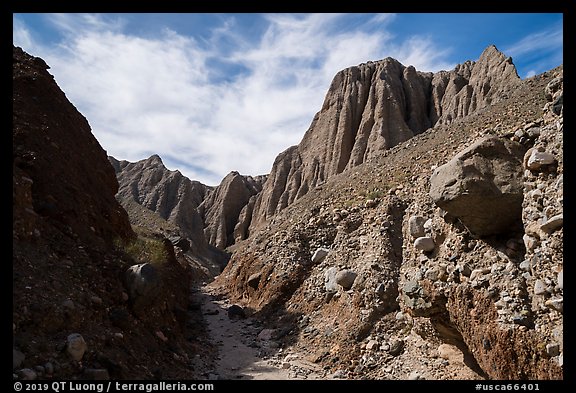 Conglomerate rock canyon and cliffs, Afton Canyon. Mojave Trails National Monument, California, USA (color)