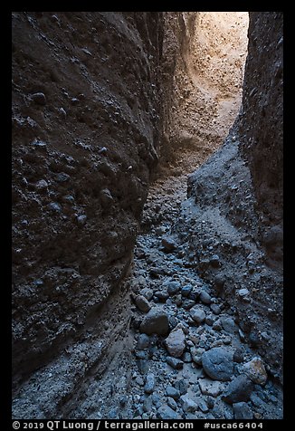Slot canyon in conglomerate rock, Afton Canyon. Mojave Trails National Monument, California, USA (color)