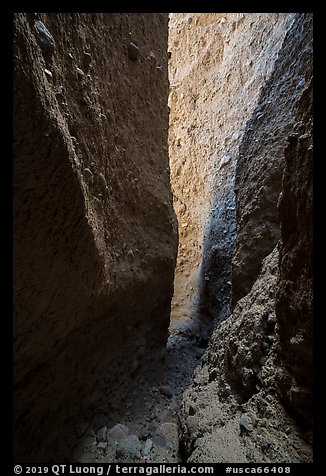 Slot canyon walls in sedimentary rocks. Mojave Trails National Monument, California, USA (color)