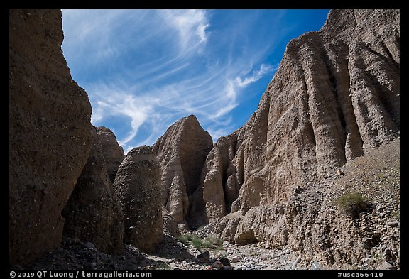 Steep eroded canyon in badlands, Afton Canyon. Mojave Trails National Monument, California, USA (color)